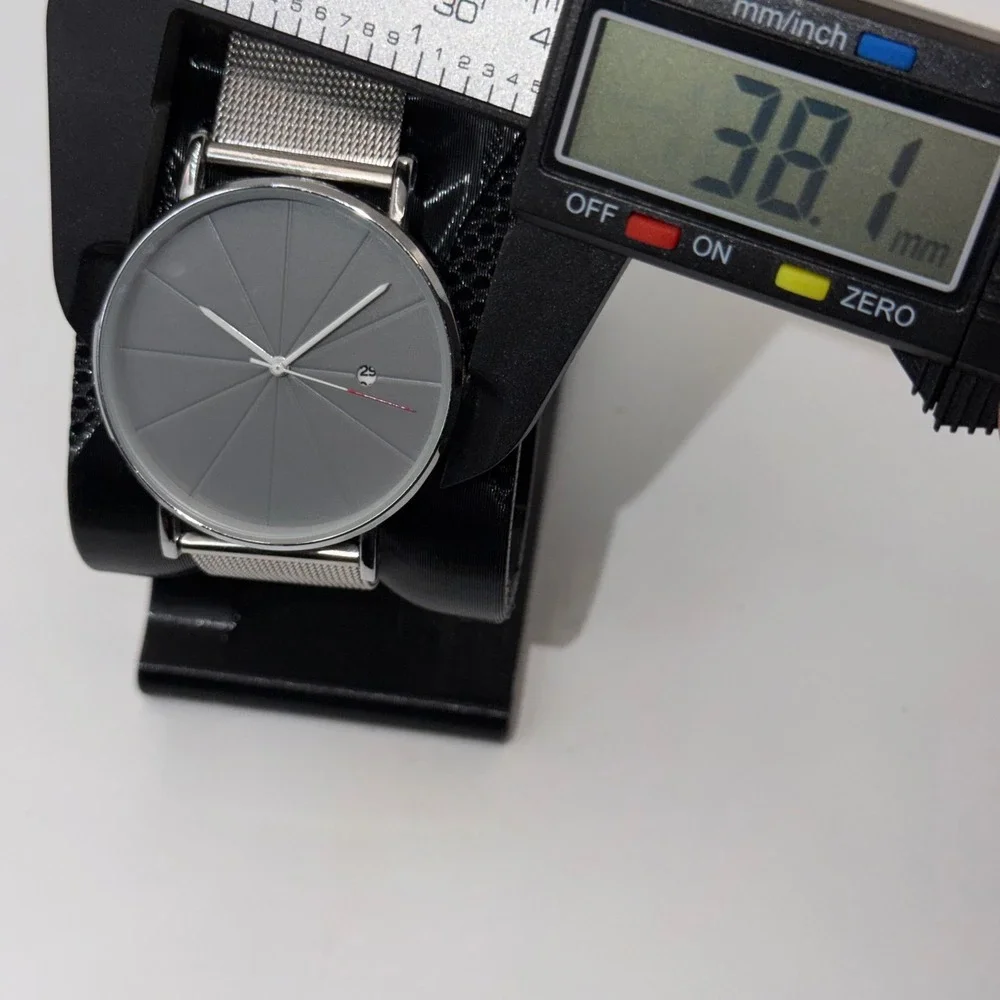 Unbranded Wrist Watch Men 38mm Gray Minimalist Mesh Band Analog